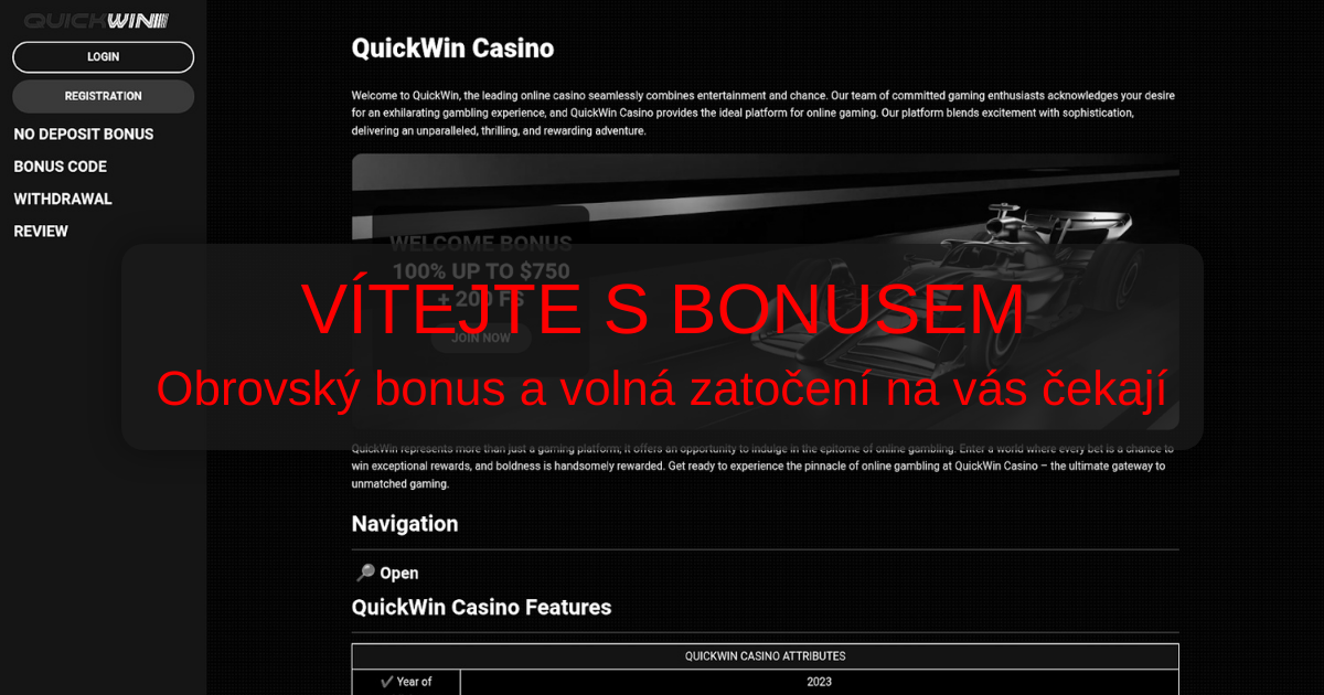 QuickWin Casino welcome bonus